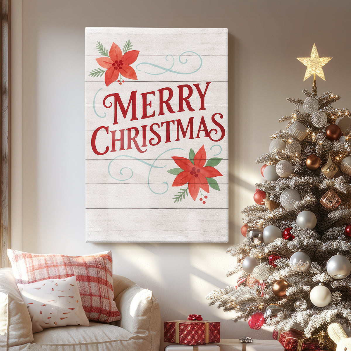 Holly-Red Sleigh Whisper - Canvas Art Print