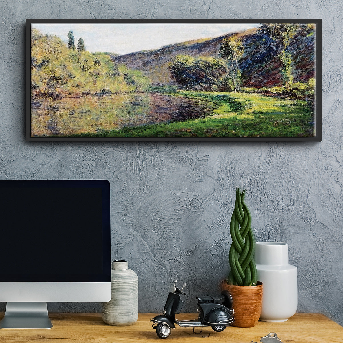 The Seine at Jeufosse, 1884 - Floater Framed Canvas Print