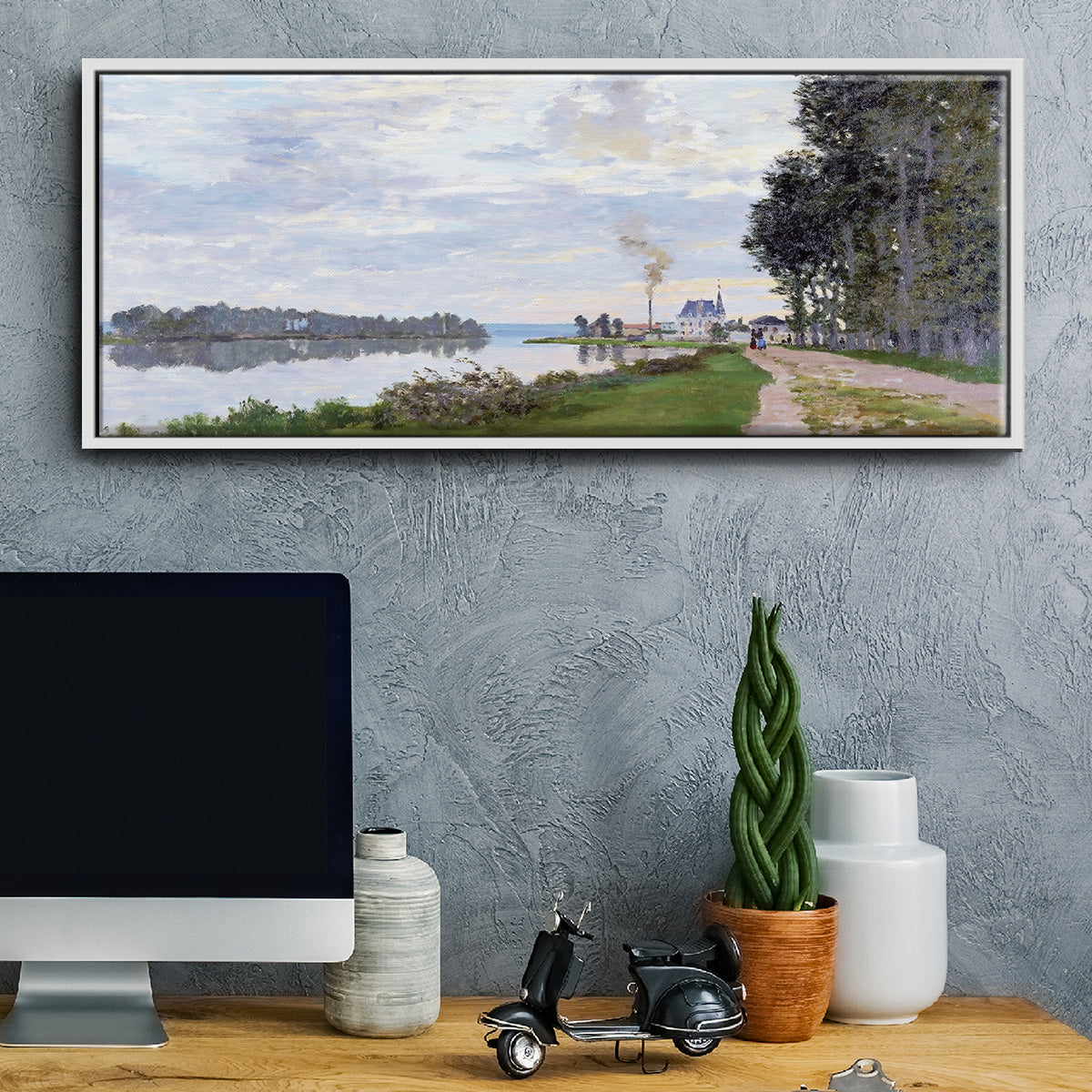 The Promenade at Argenteuil, 1872 - Floater Framed Canvas Print