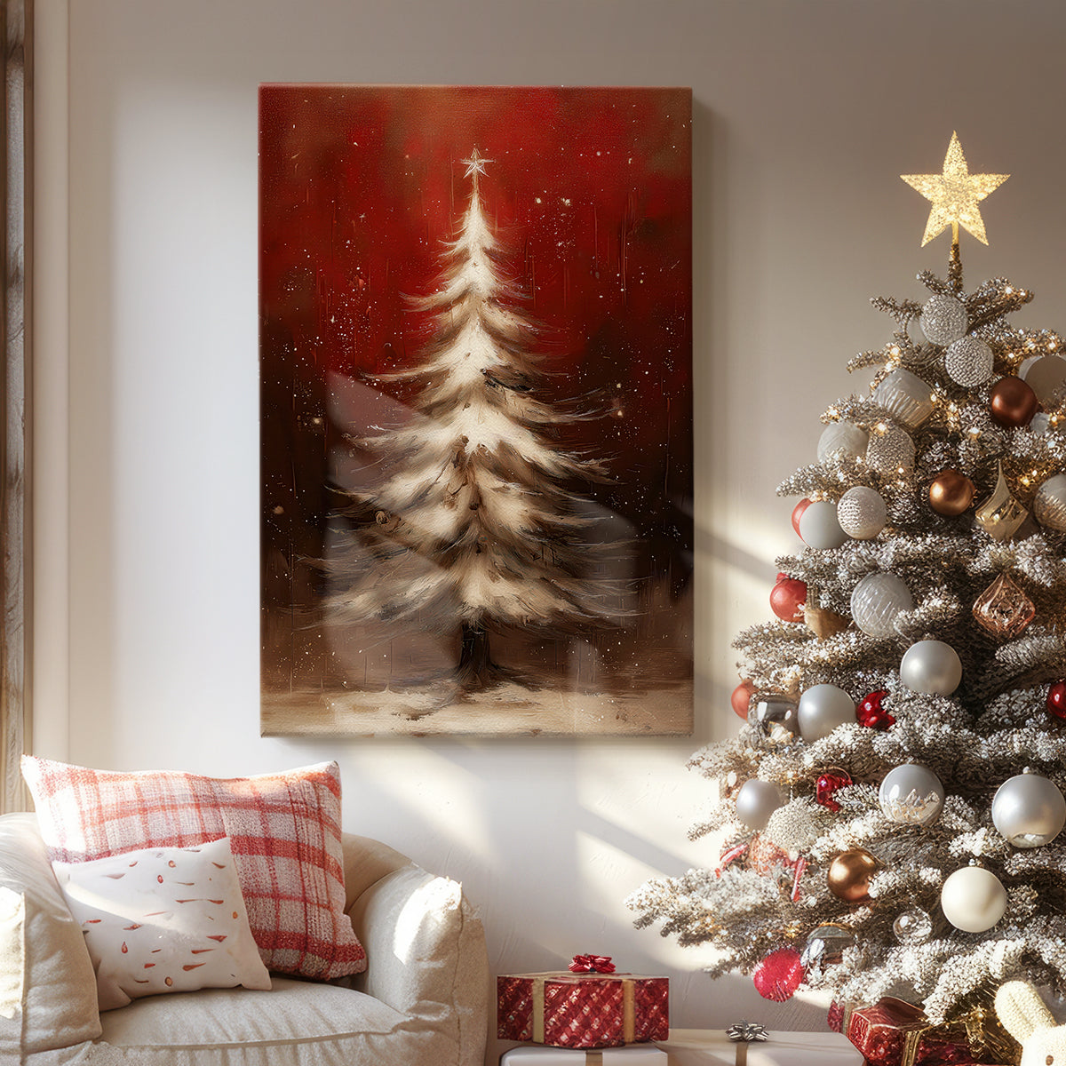 Warm Scarlet Serenade of Cottage - Canvas Art Print