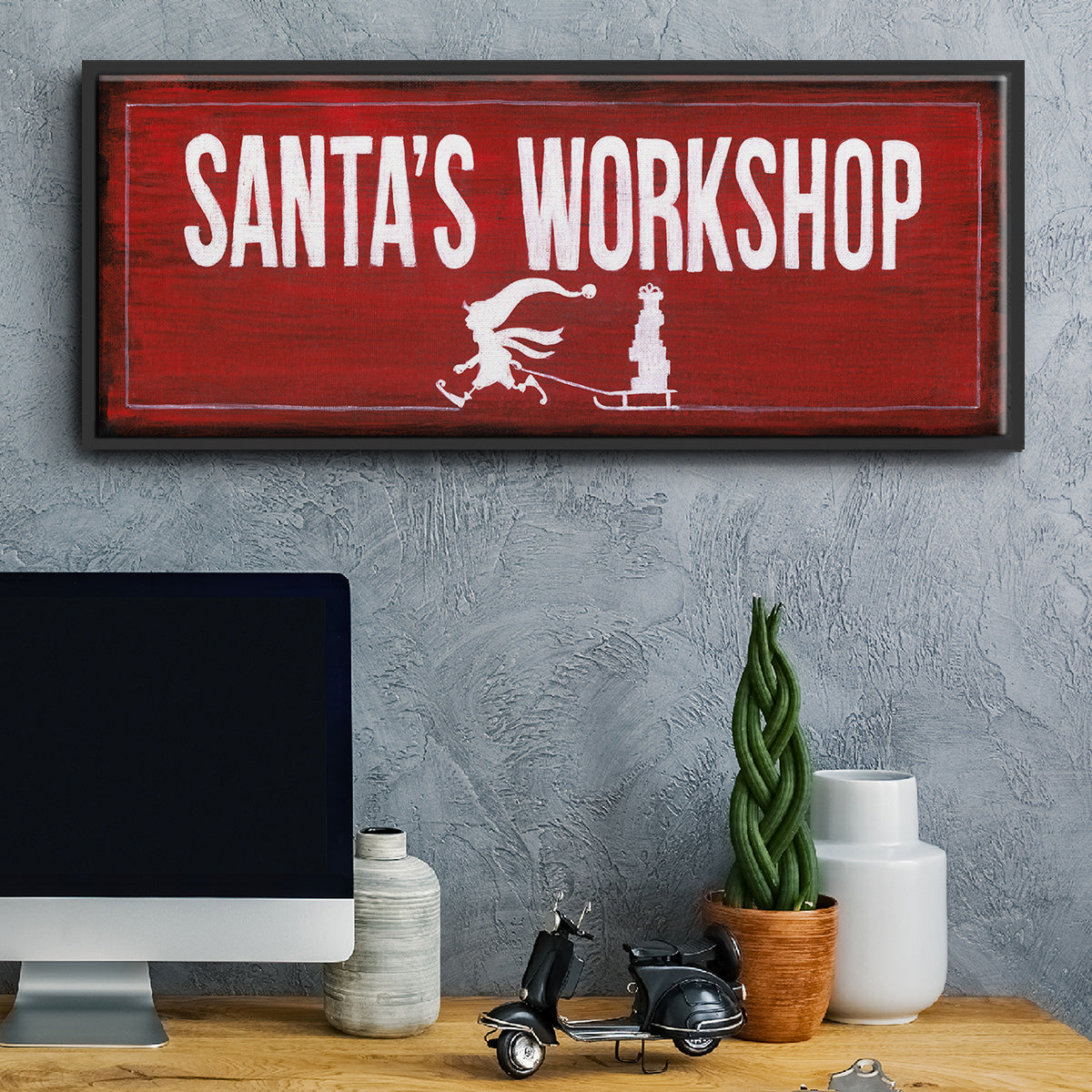 Santa's Workshop - Floater Framed Canvas Print