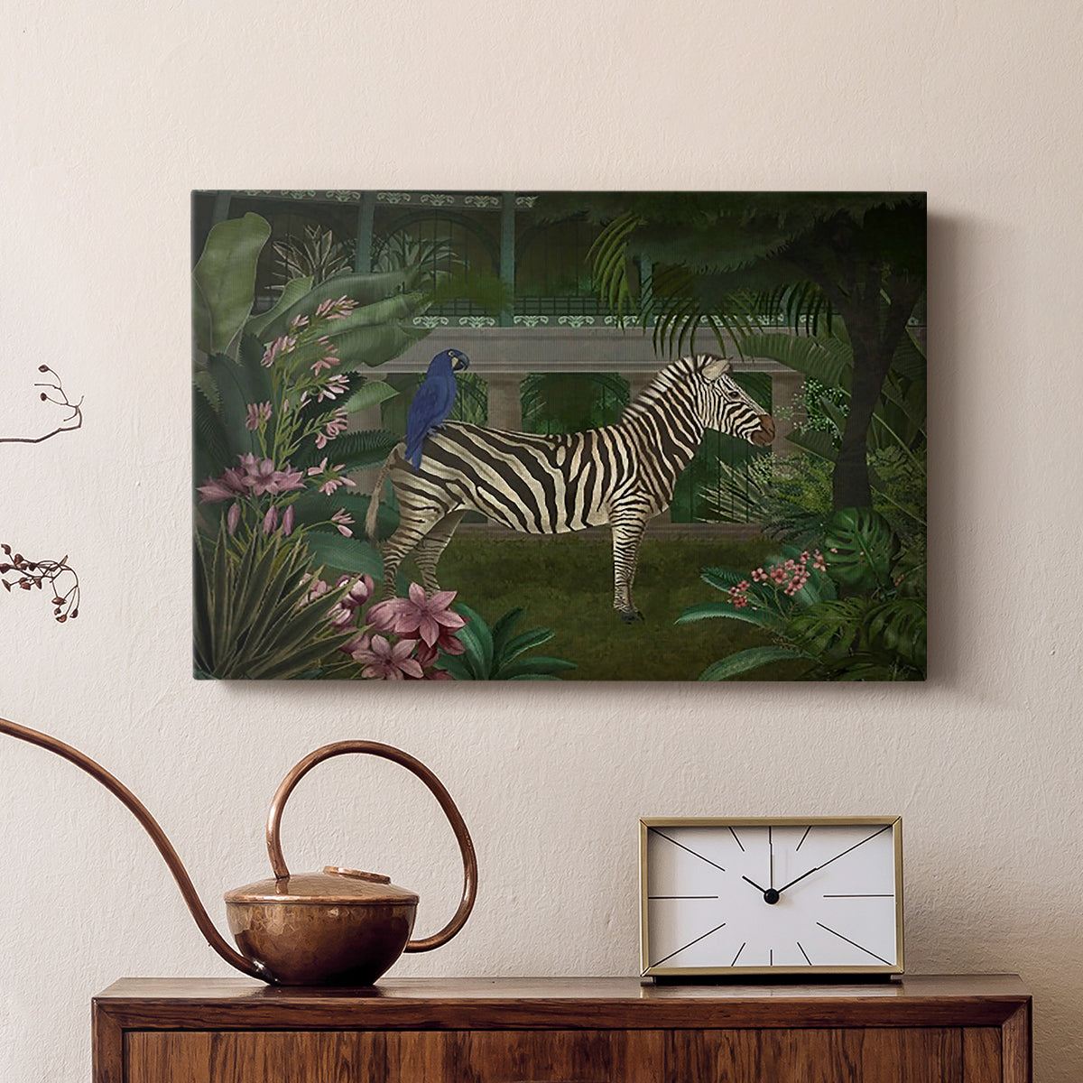 Zebra In Conservatory - Canvas Art Print