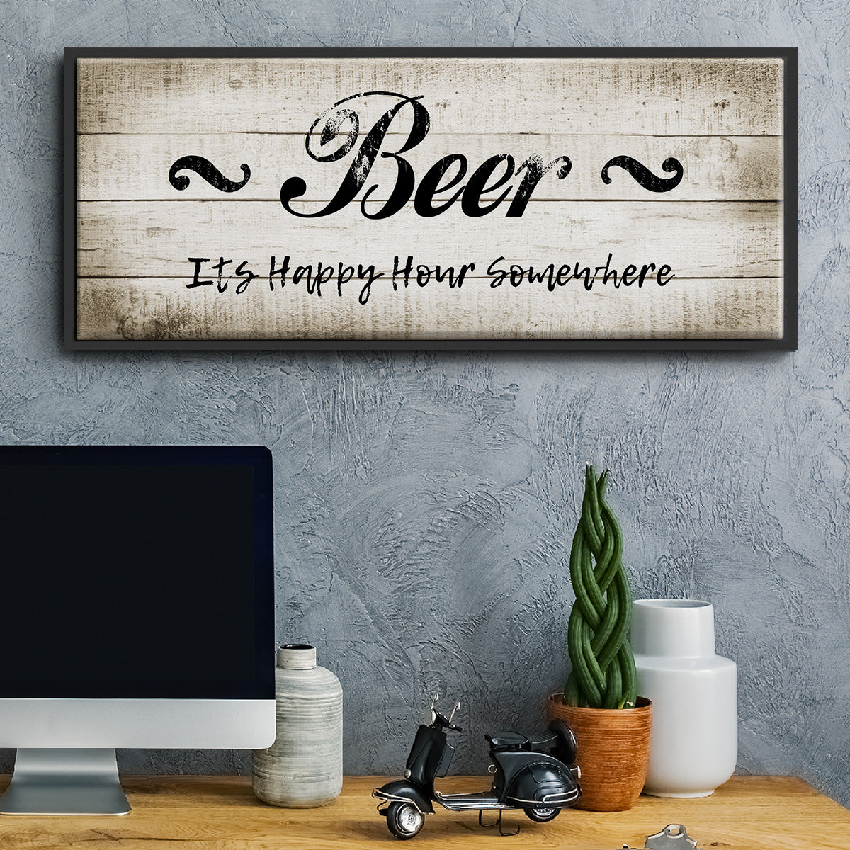 Beer Happy Hour - Floater Framed Canvas Print