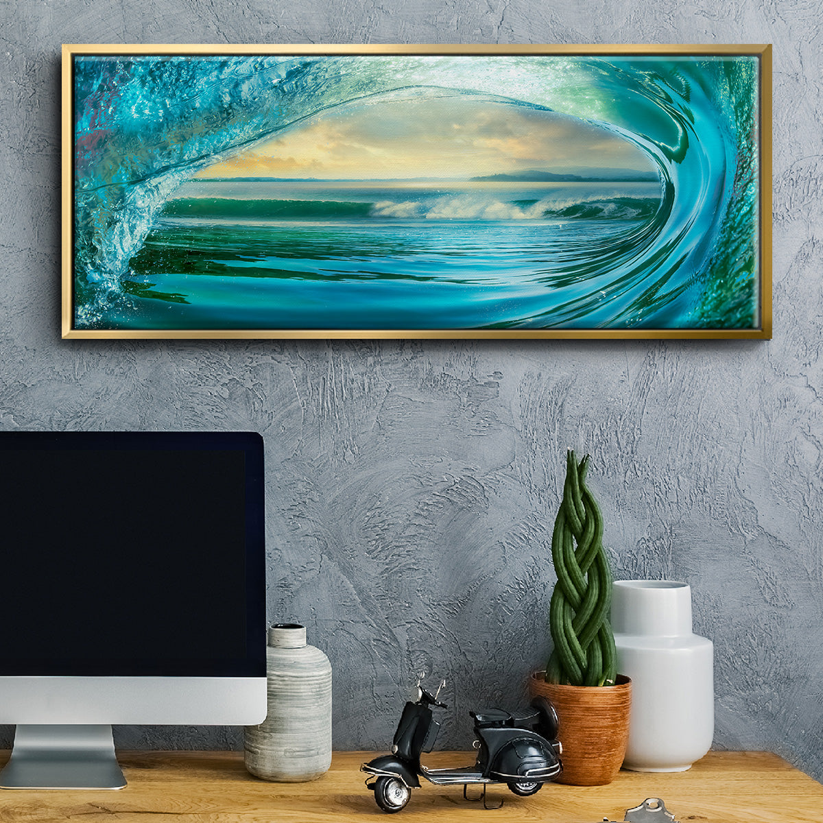 Big Wave - Floater Framed Canvas Print