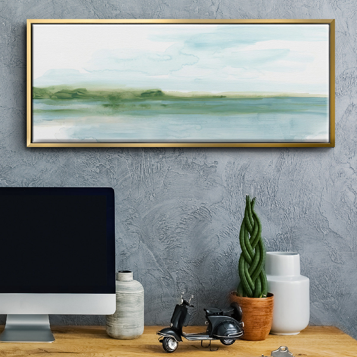Green Ribbon Coast II - Floater Framed Canvas Print