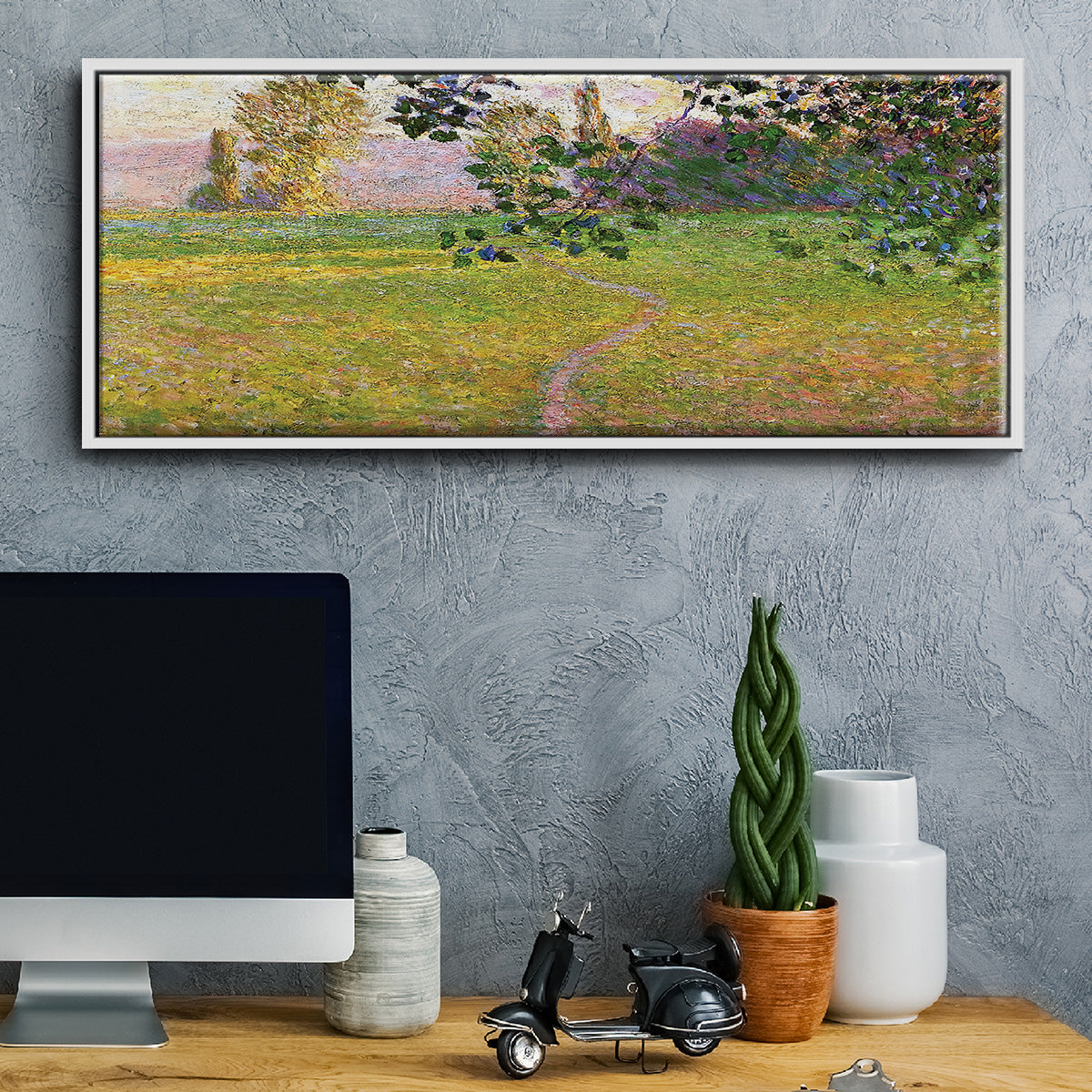 Morning Landscape, Giverny, 1888 - Floater Framed Canvas Print