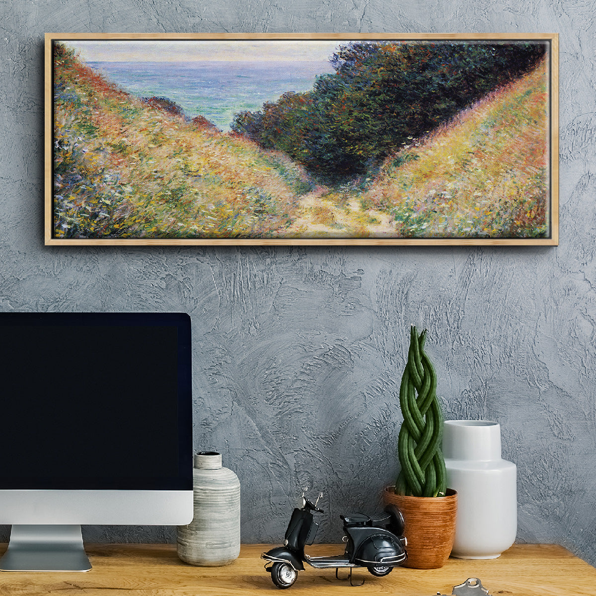 The Path at La Cavée, Pourville - Floater Framed Canvas Print