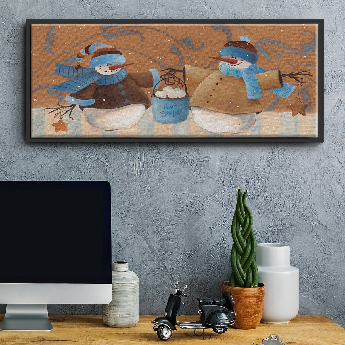Snowball Bucket - Floater Framed Canvas Print