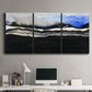 Three-panel canvas wall art featuring abstract passage of time composition, displayed above a desk in a home office.