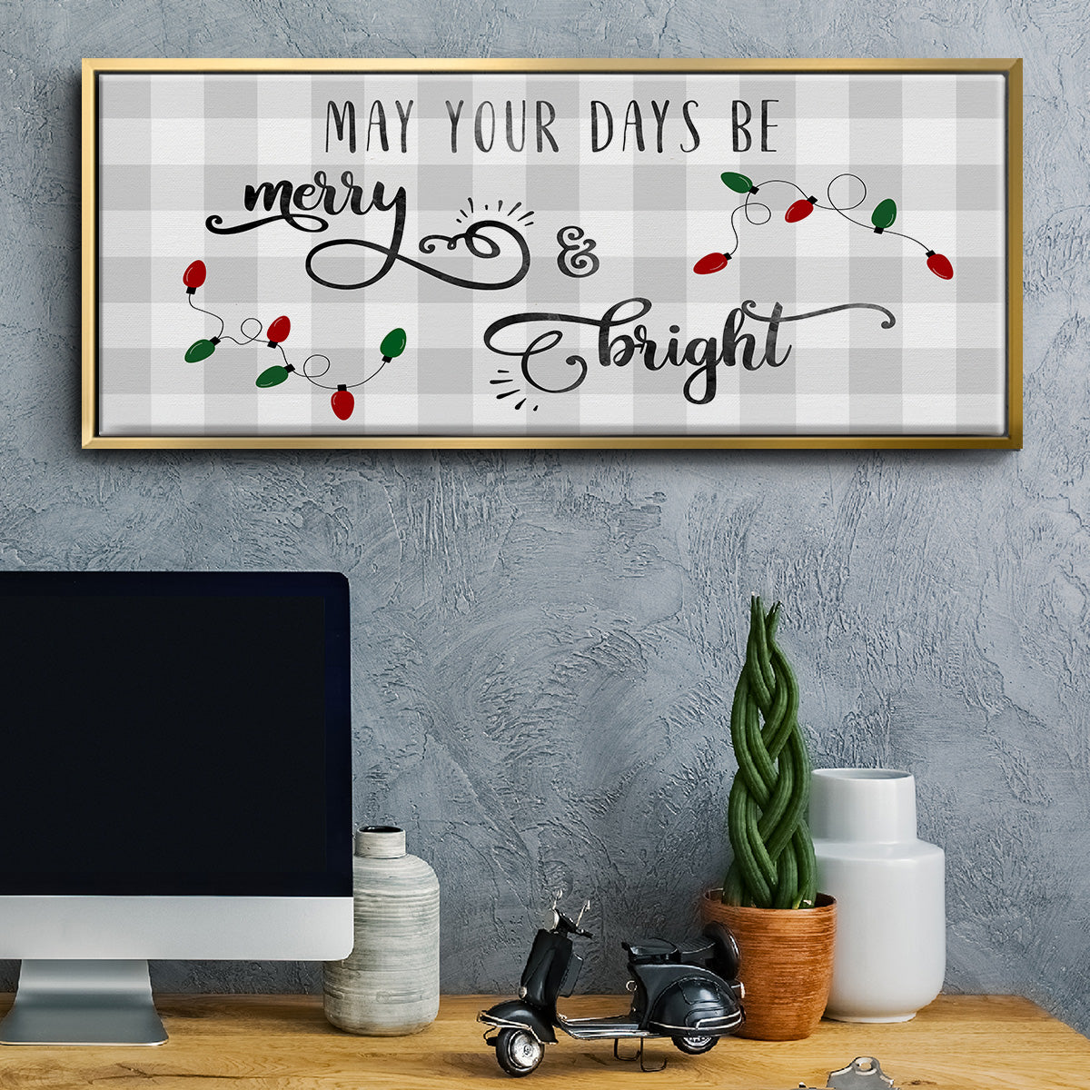 Buffalo Check Merry - Floater Framed Canvas Print