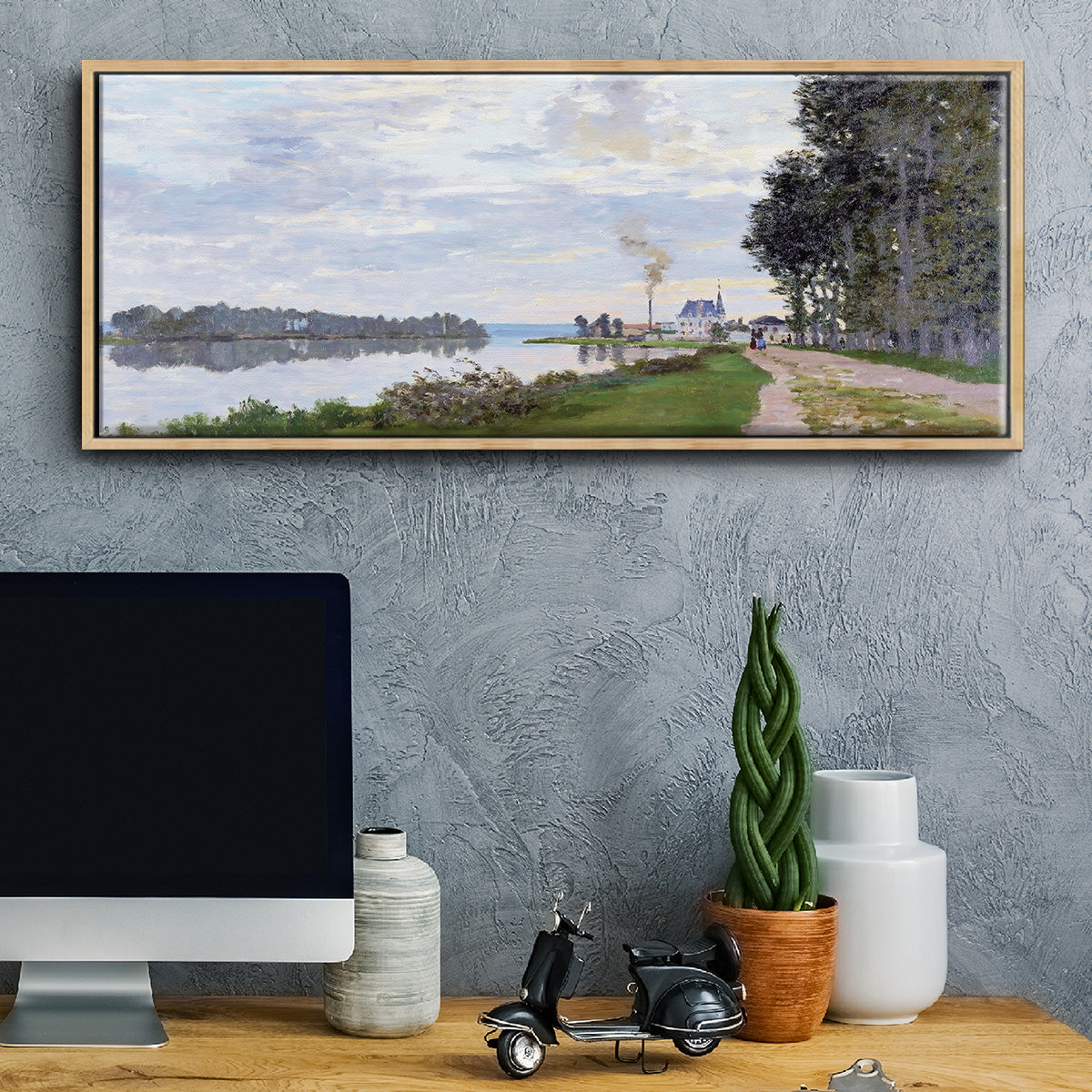 The Promenade at Argenteuil, 1872 - Floater Framed Canvas Print