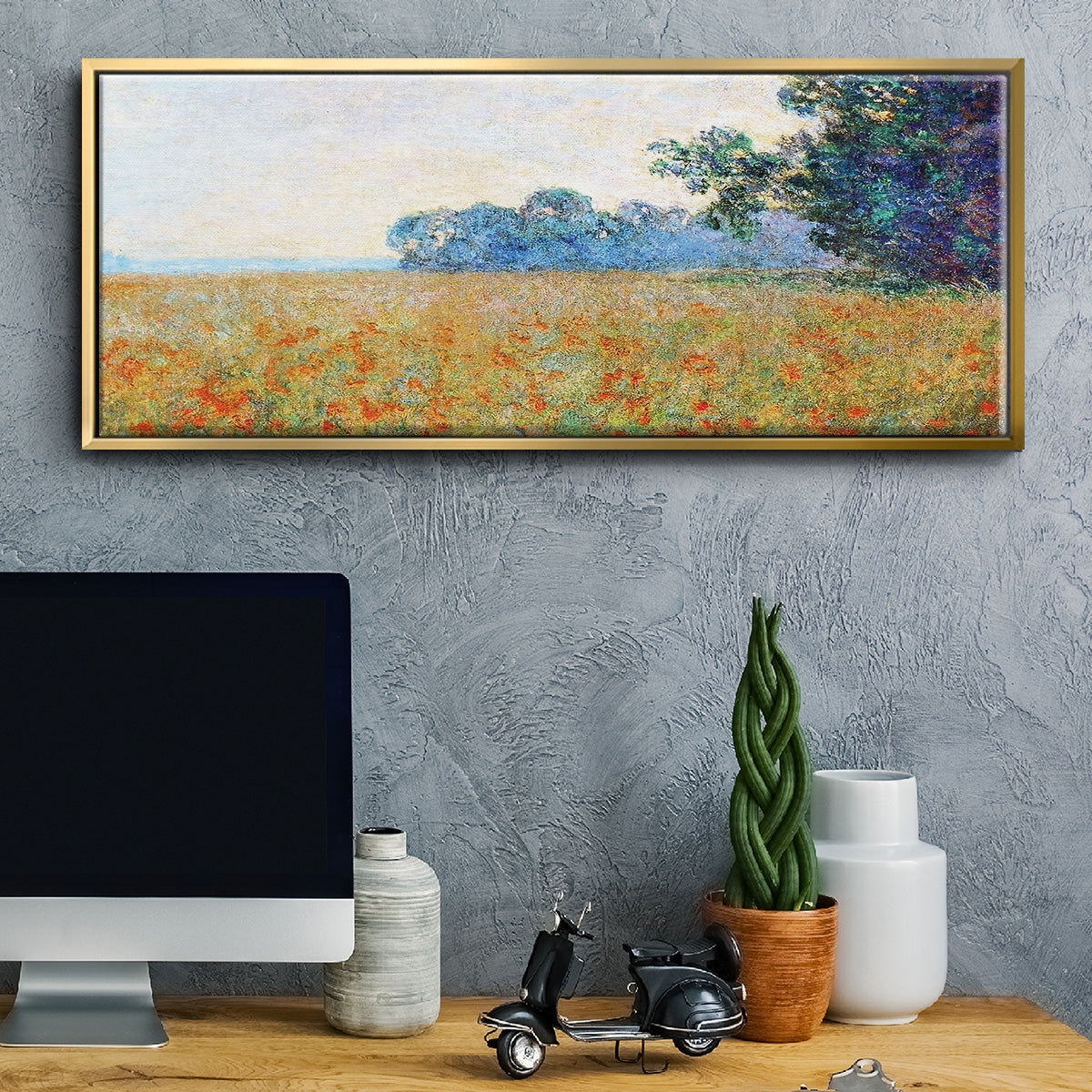 Oat and Poppy Field, 1890 - Floater Framed Canvas Print
