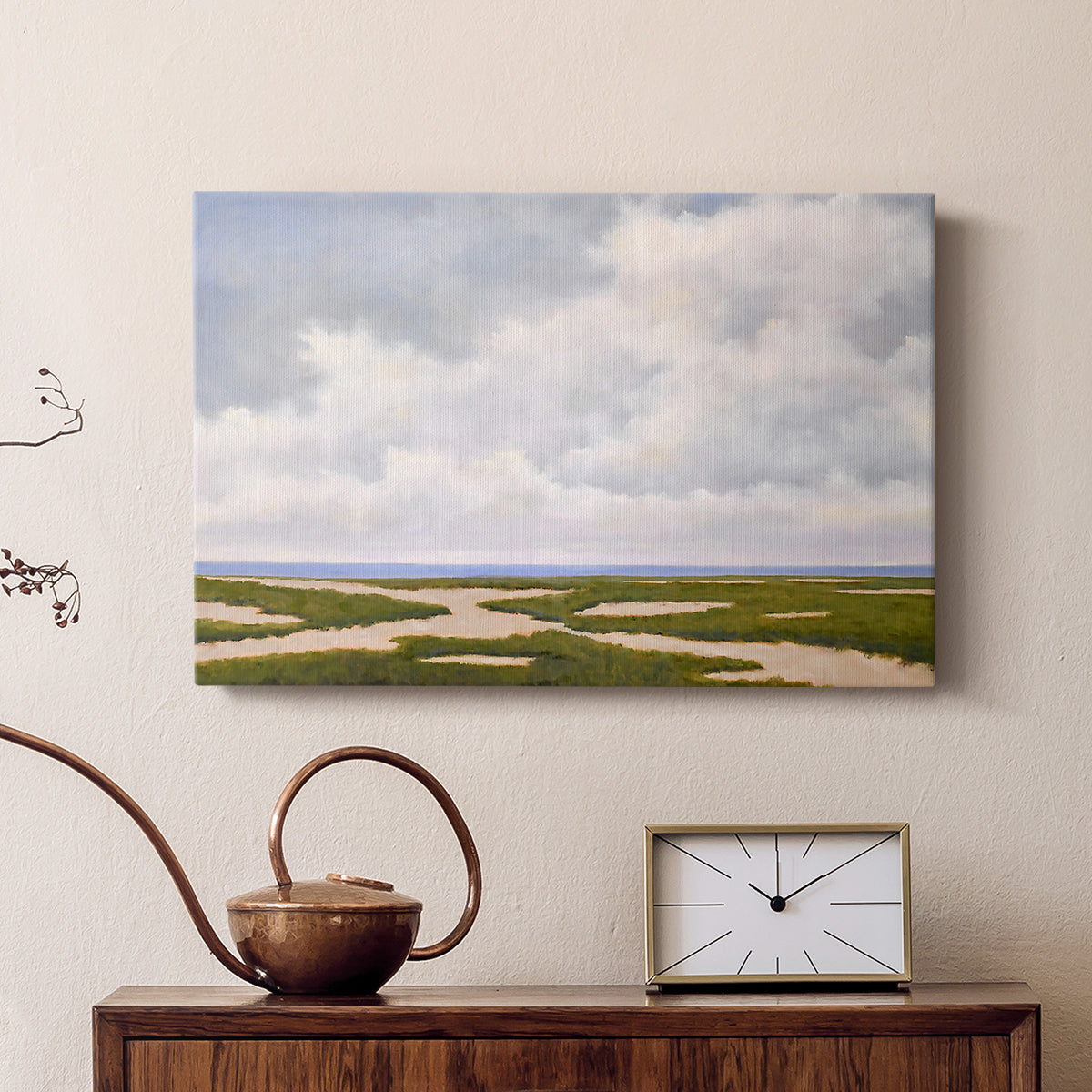 Cloudy Distant Beach Horizon - Canvas Art Print
