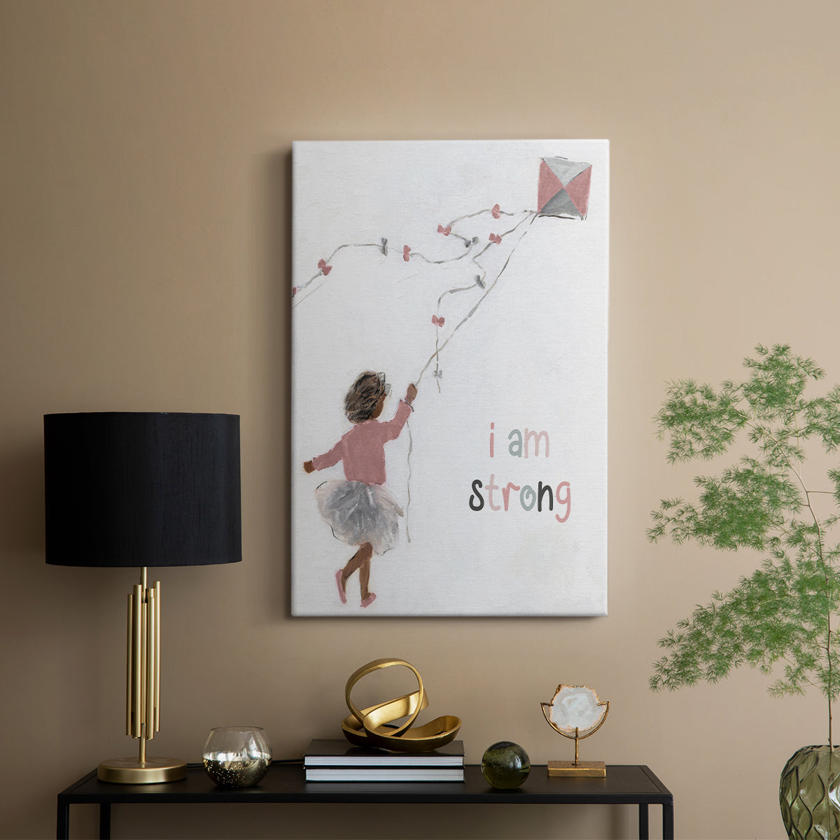 Girl Flying Kite - Canvas Art Print