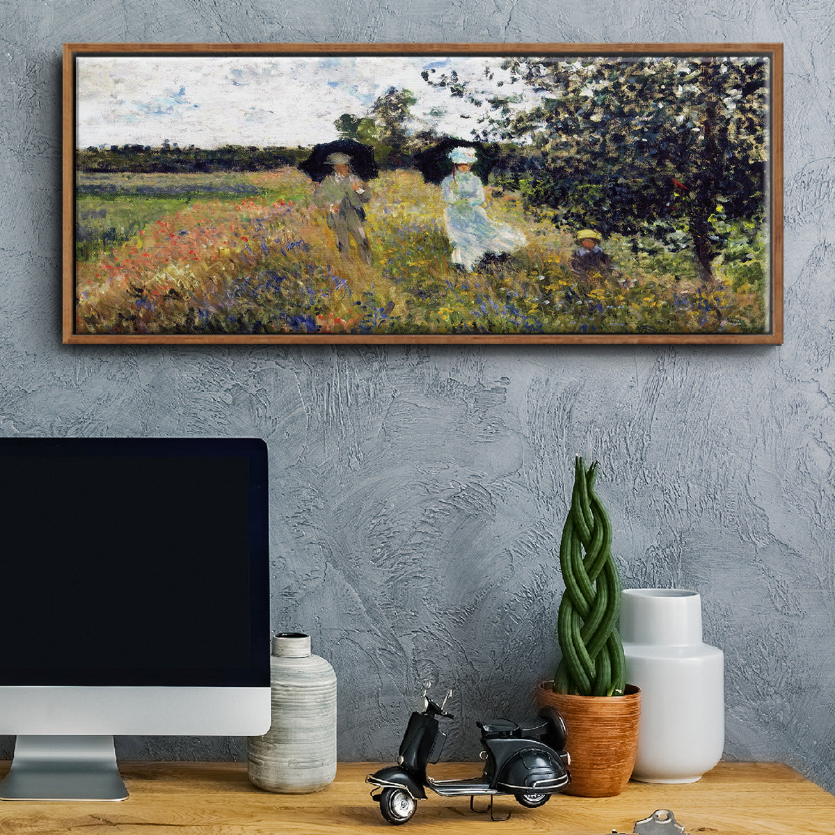 The Promenade Near Argenteuil, 1875 - Floater Framed Canvas Print
