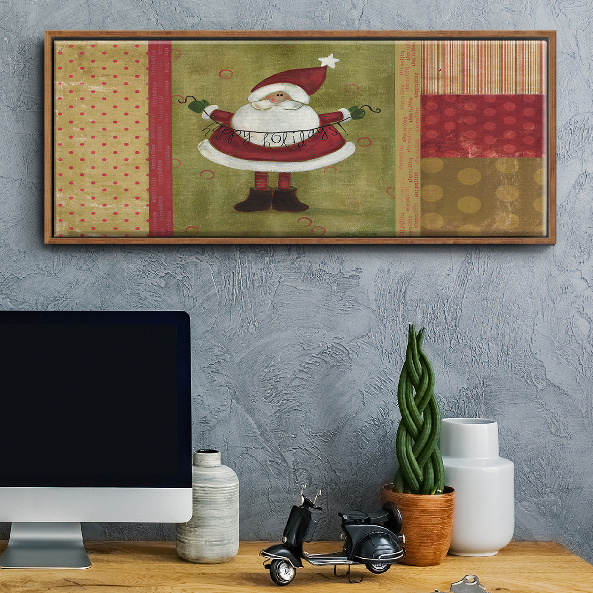 Holiday Santa - Floater Framed Canvas Print