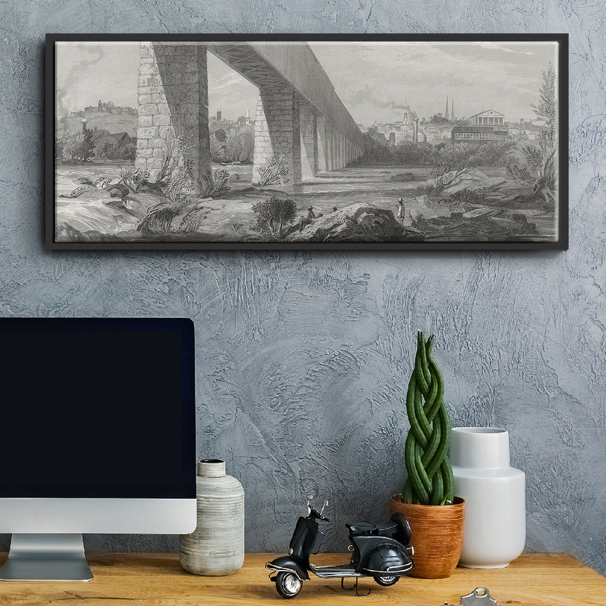 Richmond from the James - Floater Framed Canvas Print