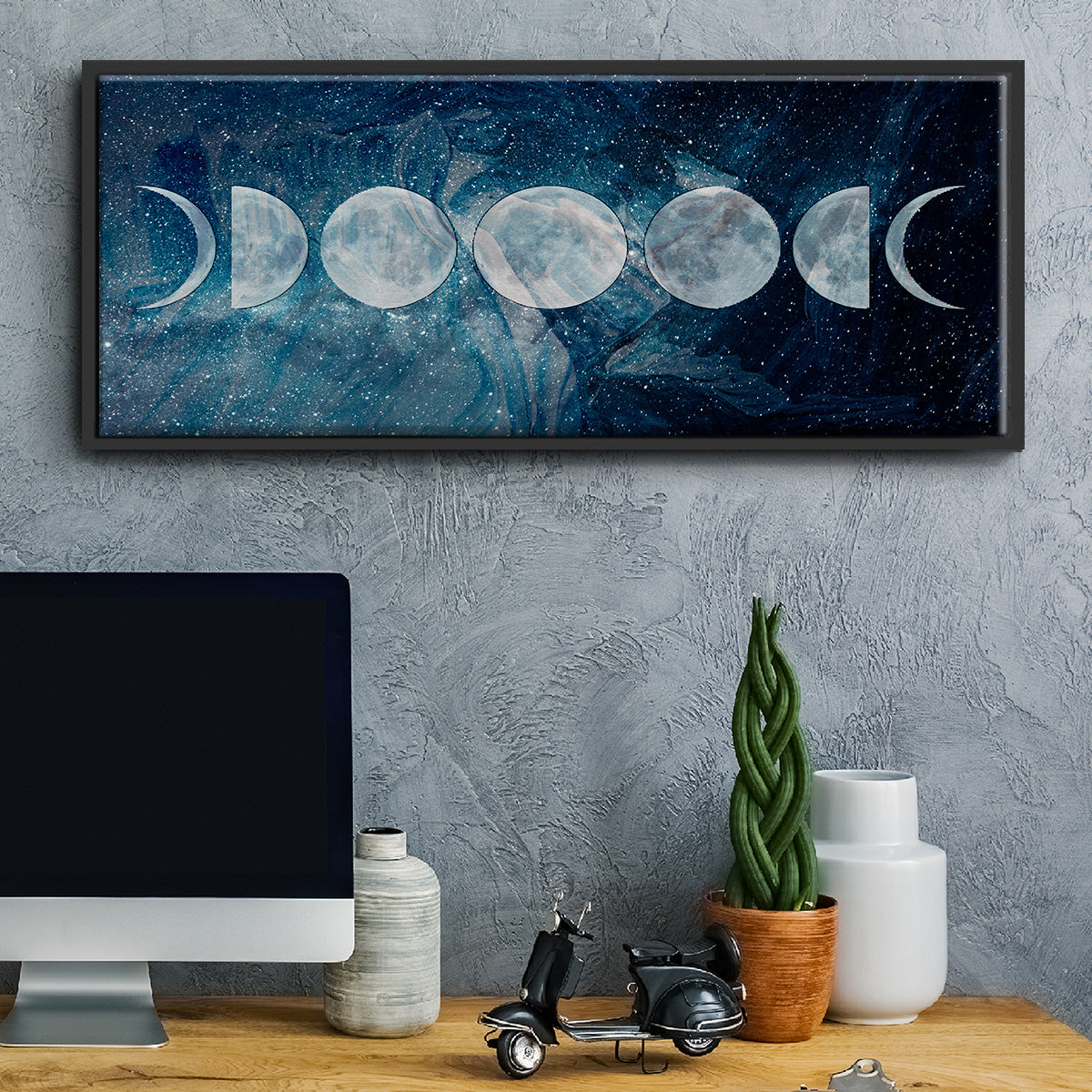 Moon Phases - Floater Framed Canvas Print