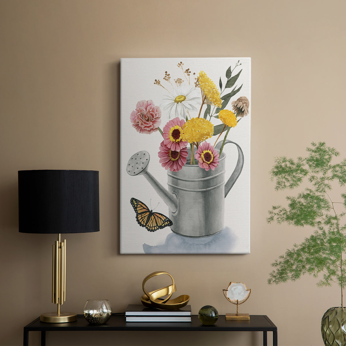 Watering Can Bouquet I - Canvas Art Print