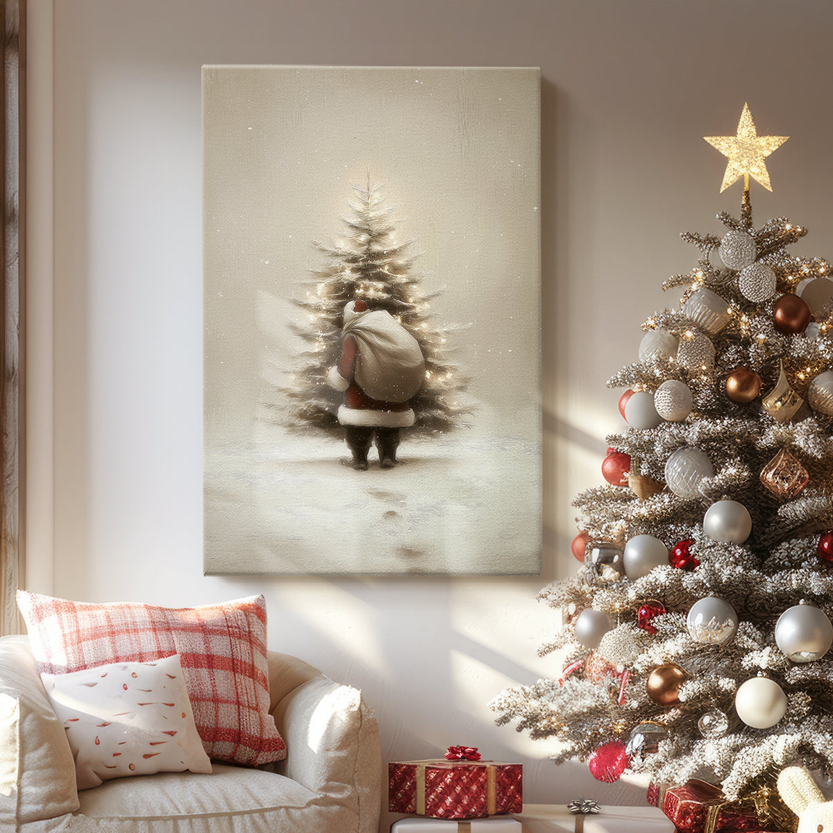 Night of Tinsel-Gold Snow - Canvas Art Print
