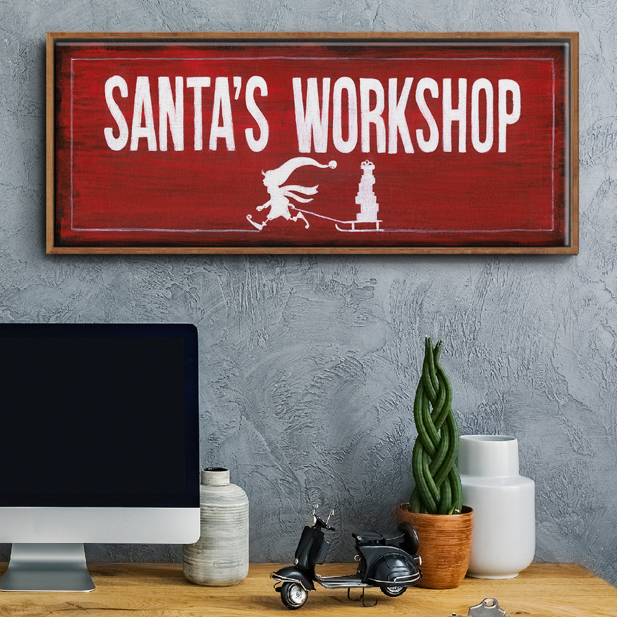 Santa's Workshop - Floater Framed Canvas Print