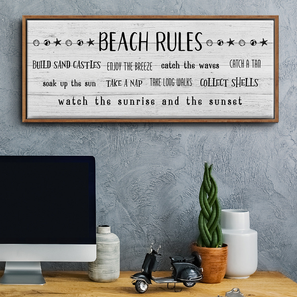 Rules of the Beach - Floater Framed Canvas Print