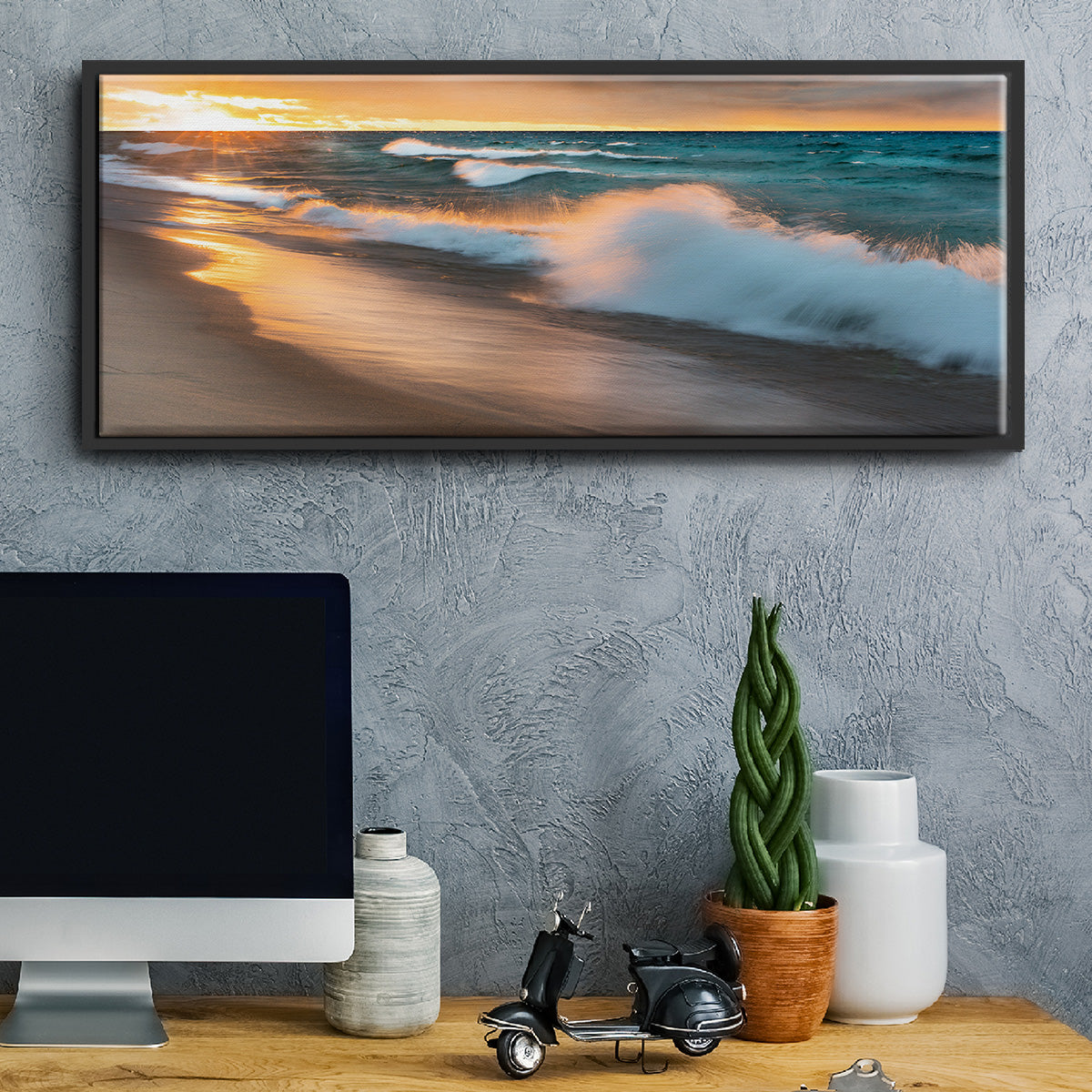 Miners Beach Light - Floater Framed Canvas Print