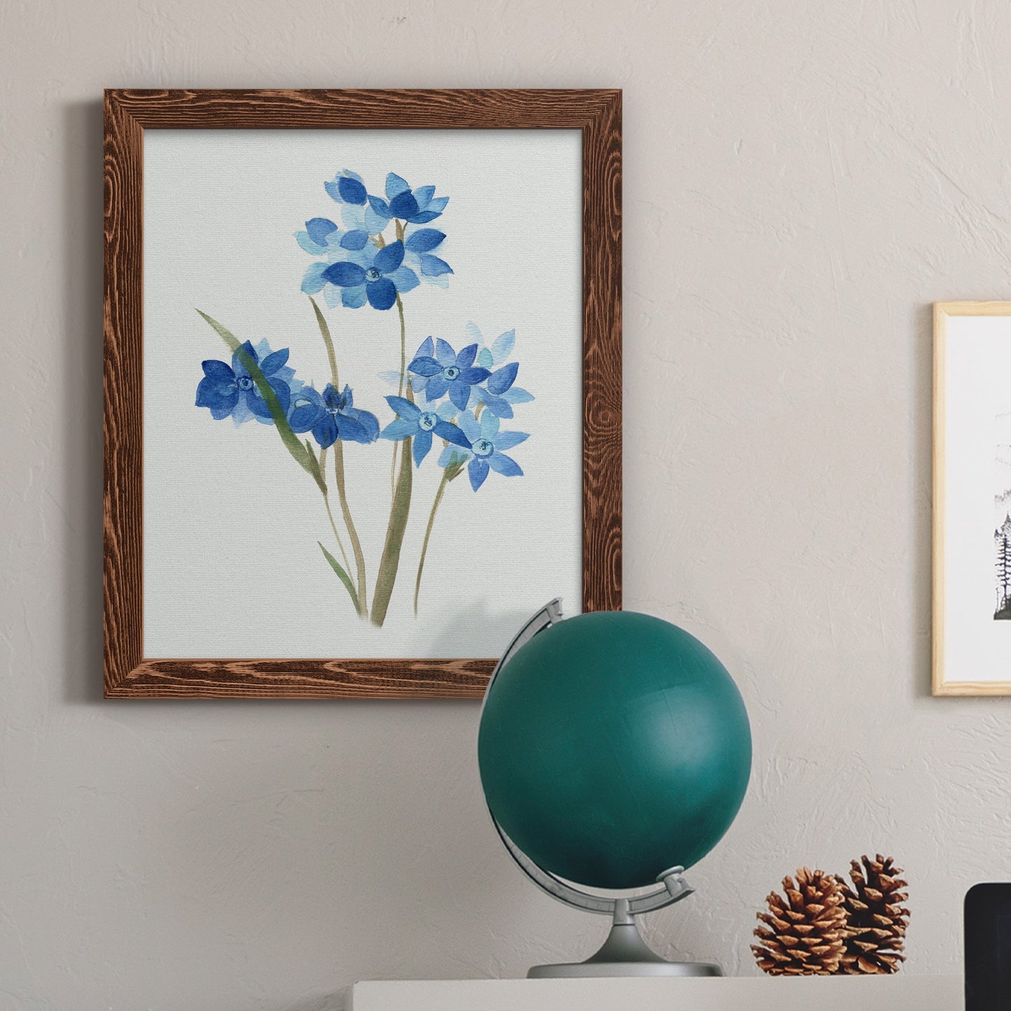 Blue Blossom Botanical I - Premium Canvas Framed in Barnwood - Ready to Hang