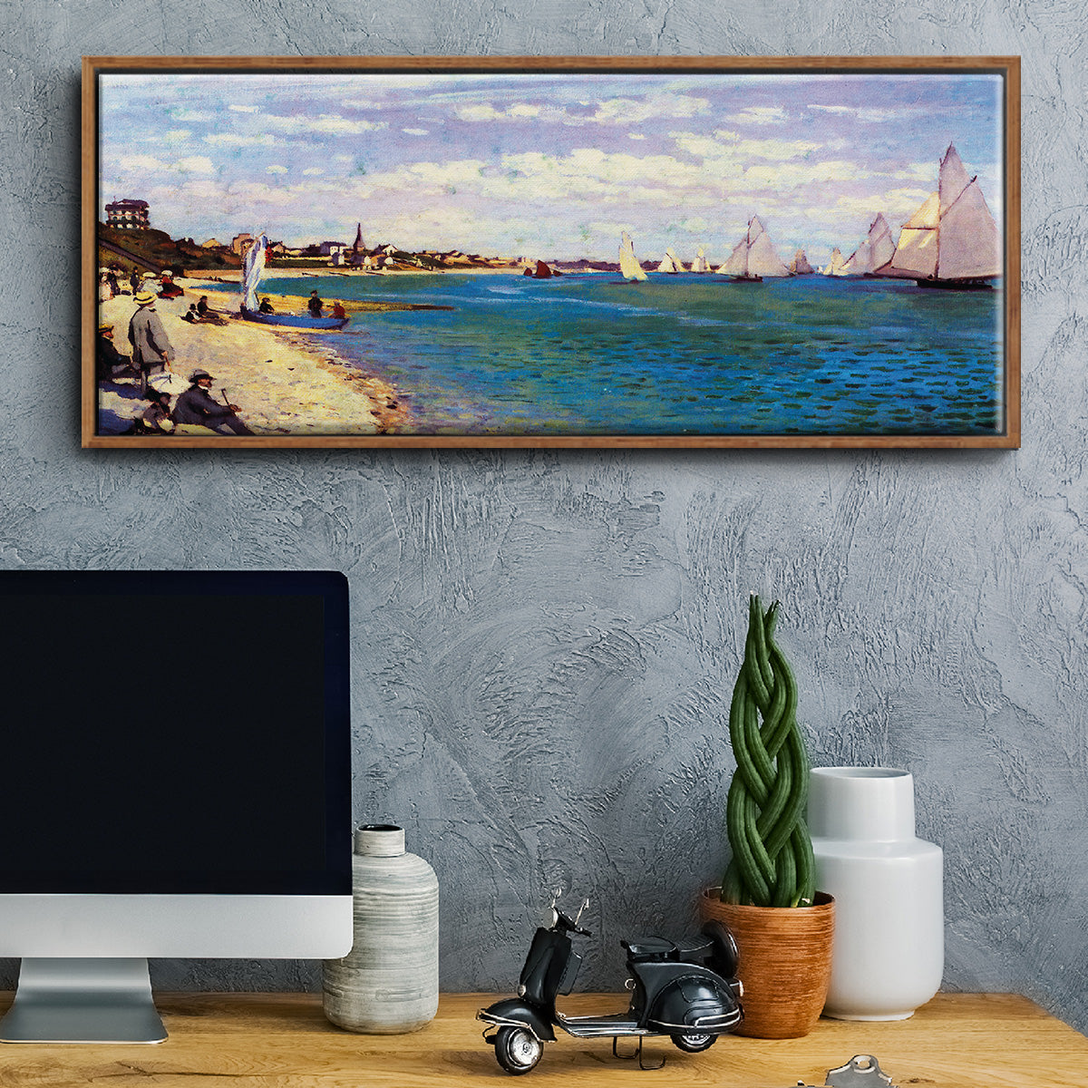 Regatta at Sainte Adresse - Floater Framed Canvas Print