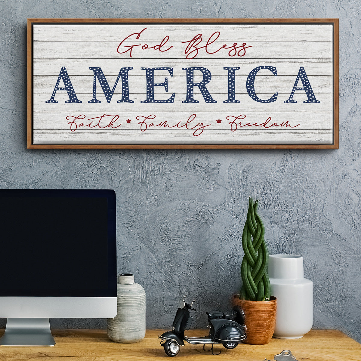 God Bless America - Floater Framed Canvas Print