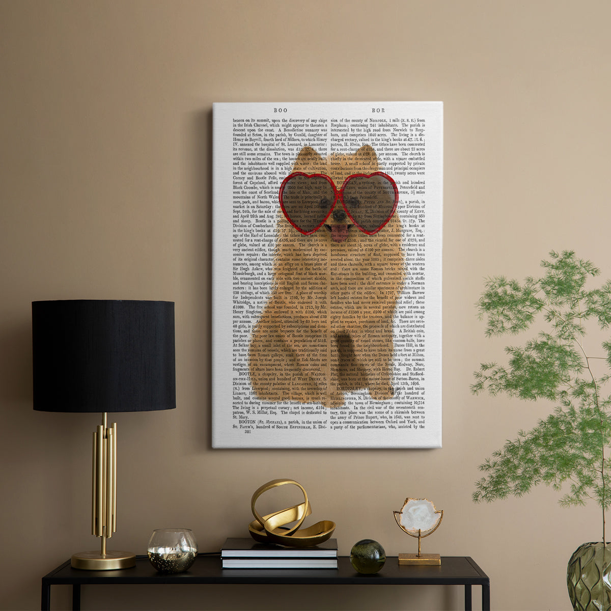 Pomeranian and Heart Glasses - Canvas Art Print