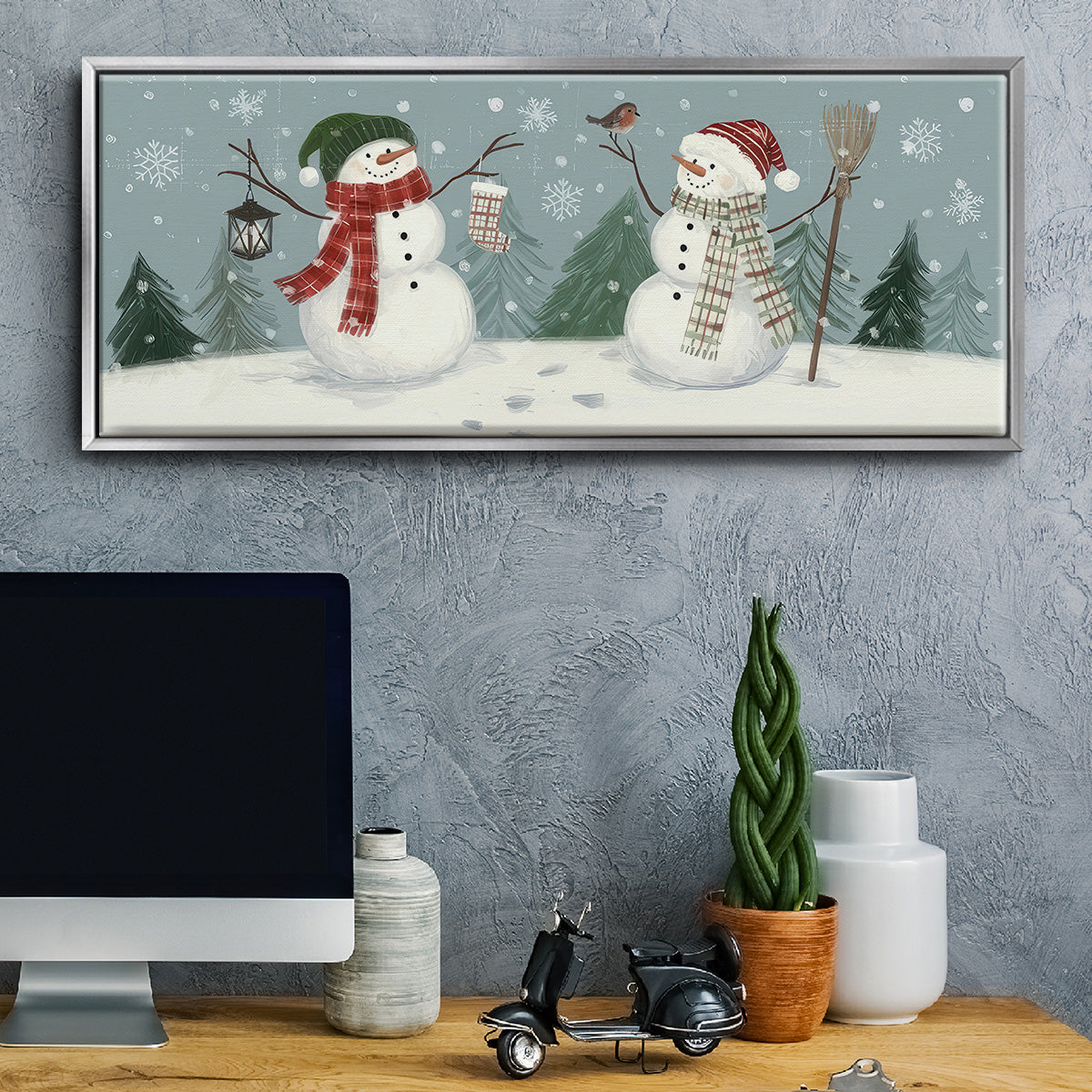Snowmen VI - Floater Framed Canvas Print