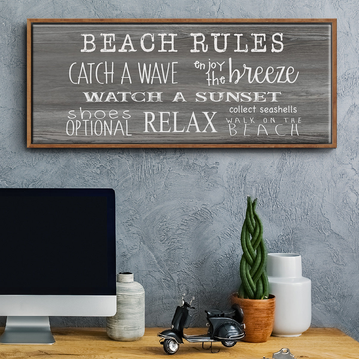 Beach Rules - Floater Framed Canvas Print