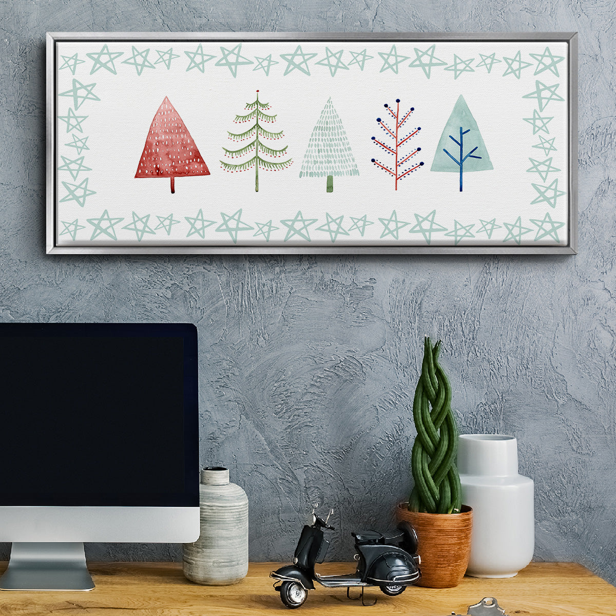 Christmas Tree Whimsy Collection C - Floater Framed Canvas Print
