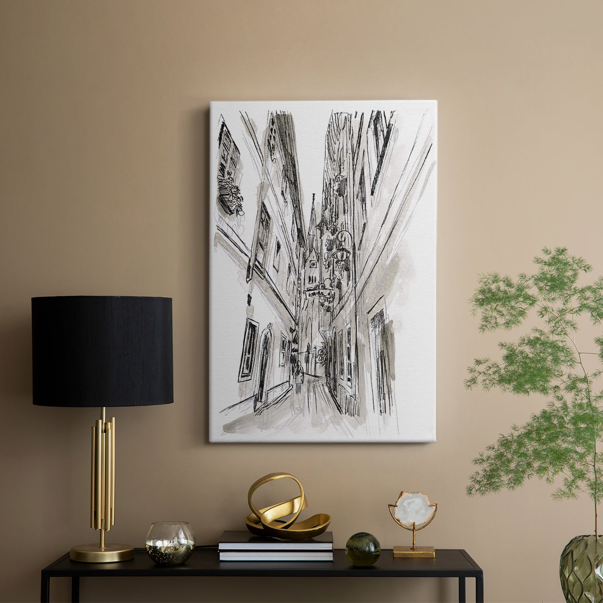 Europe Street Sketches III - Canvas Art Print