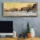 Snow Effect, The Street in Argentuil, 1875 - Floater Framed Canvas Print