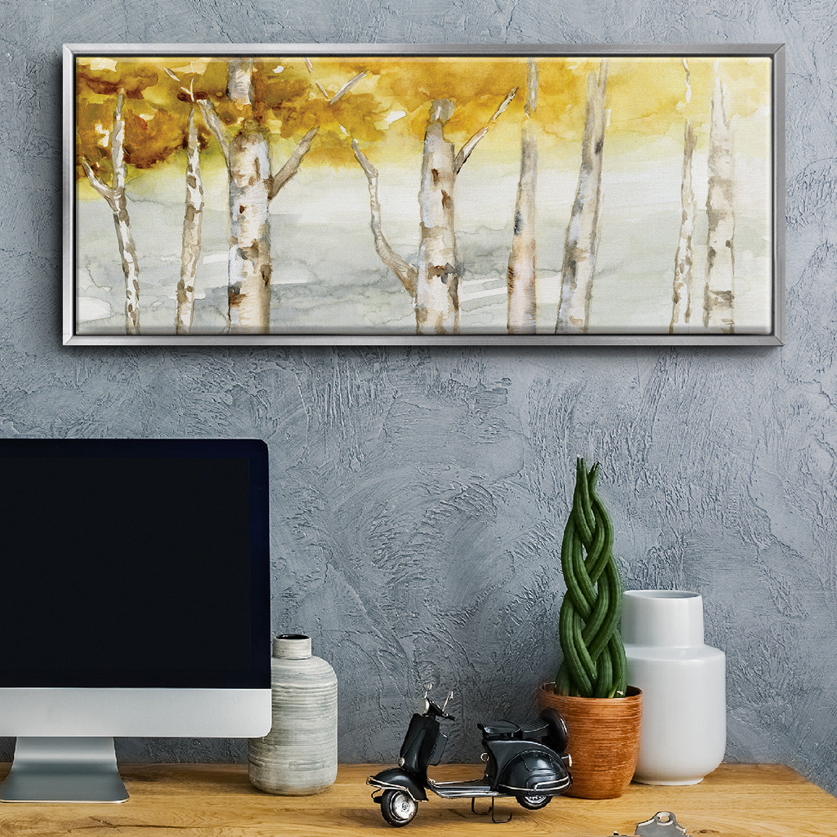 Golden Trees - Floater Framed Canvas Print