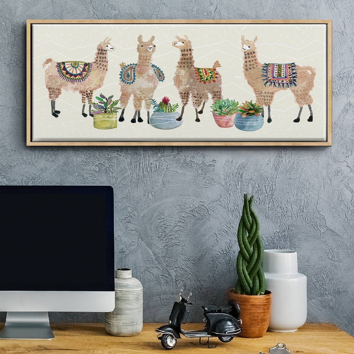 Llama Party - Floater Framed Canvas Print