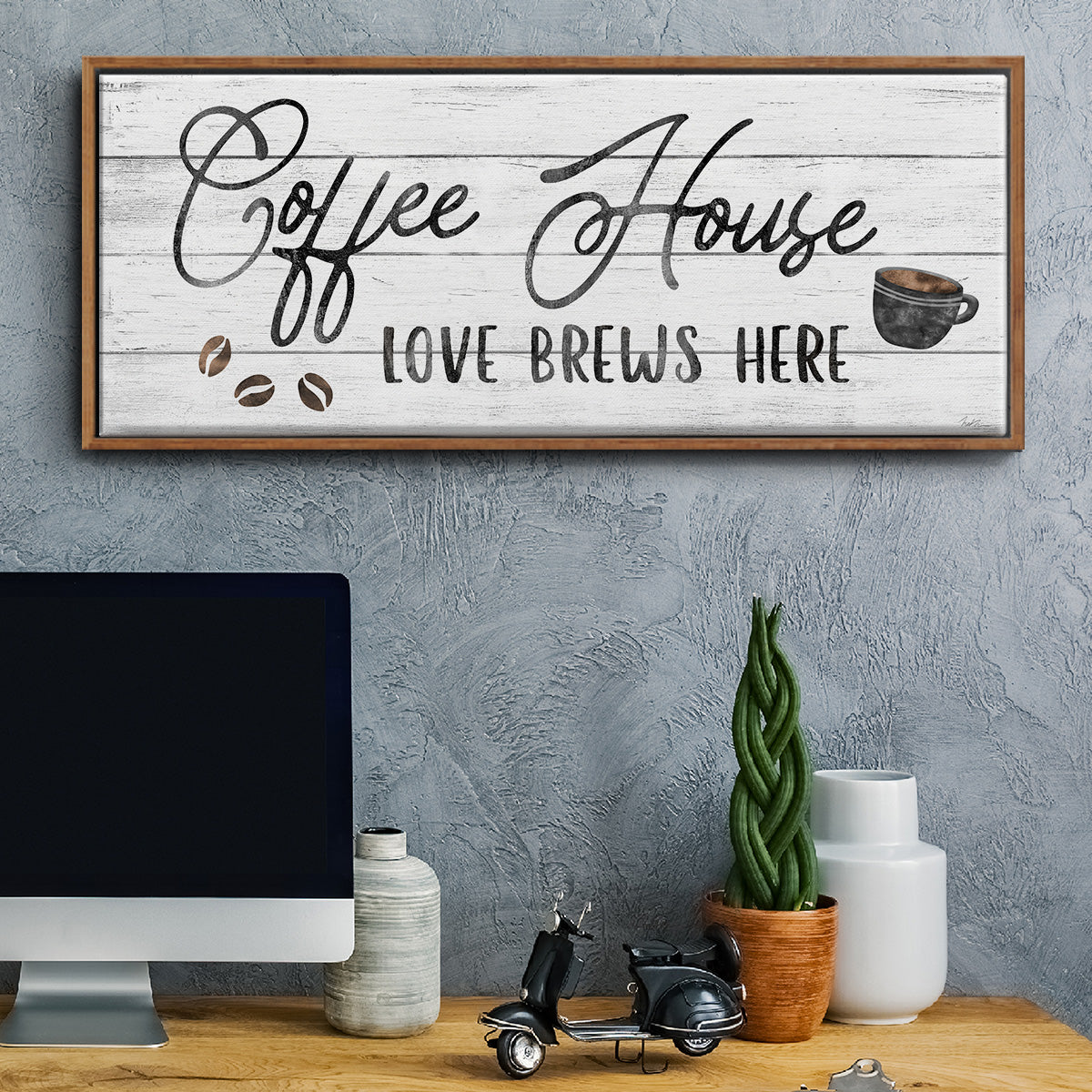 Love Brews - Floater Framed Canvas Print