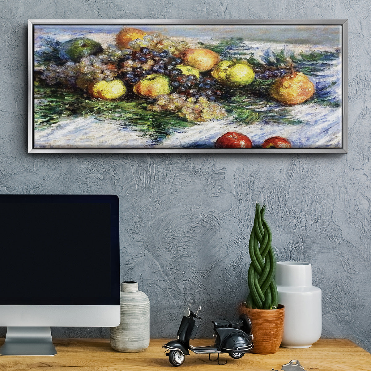 Still Life with Pears and Grapes, 1880 - Floater Framed Canvas Print
