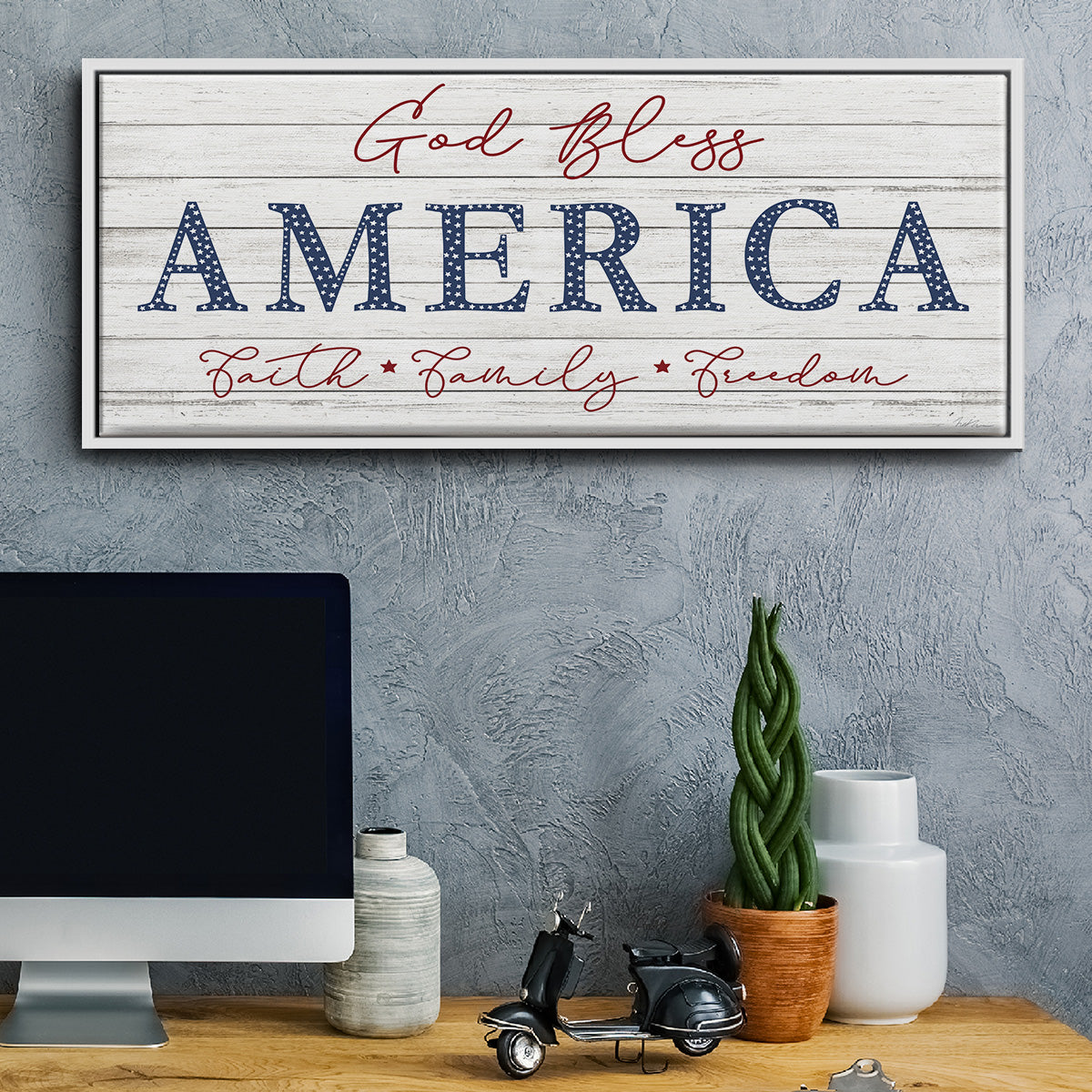 God Bless America - Floater Framed Canvas Print