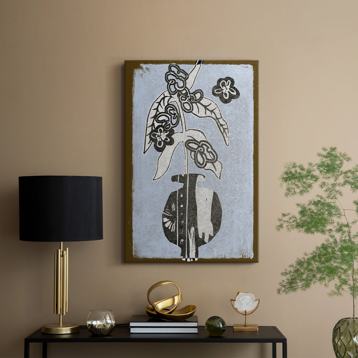 Graphic Flowers in Vase IV - Canvas Art Print