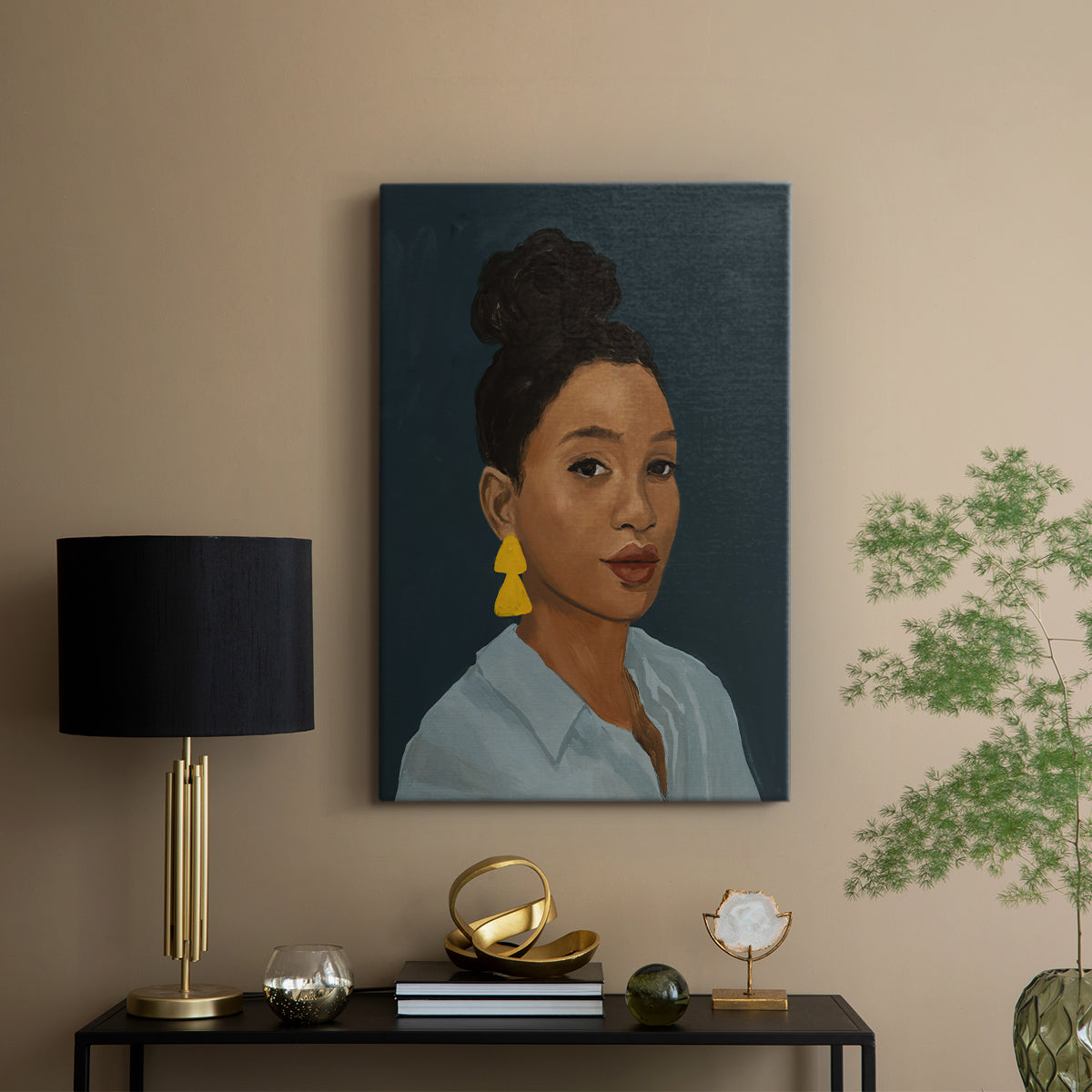 Figure in Yellow Earring - Canvas Art Print