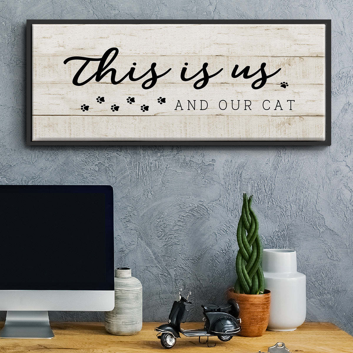 Us and Our Cat - Floater Framed Canvas Print