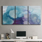 Three-panel canvas wall art featuring icy abstract crystalline forms, displayed above a desk in a home office.