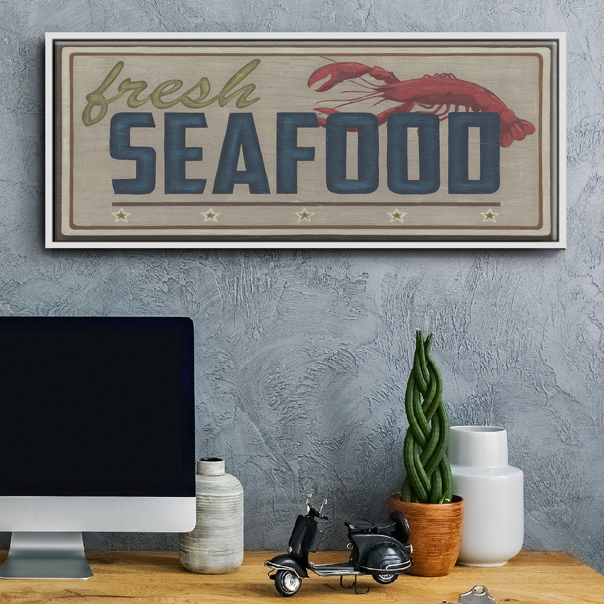 Shoreline Signs I - Floater Framed Canvas Print