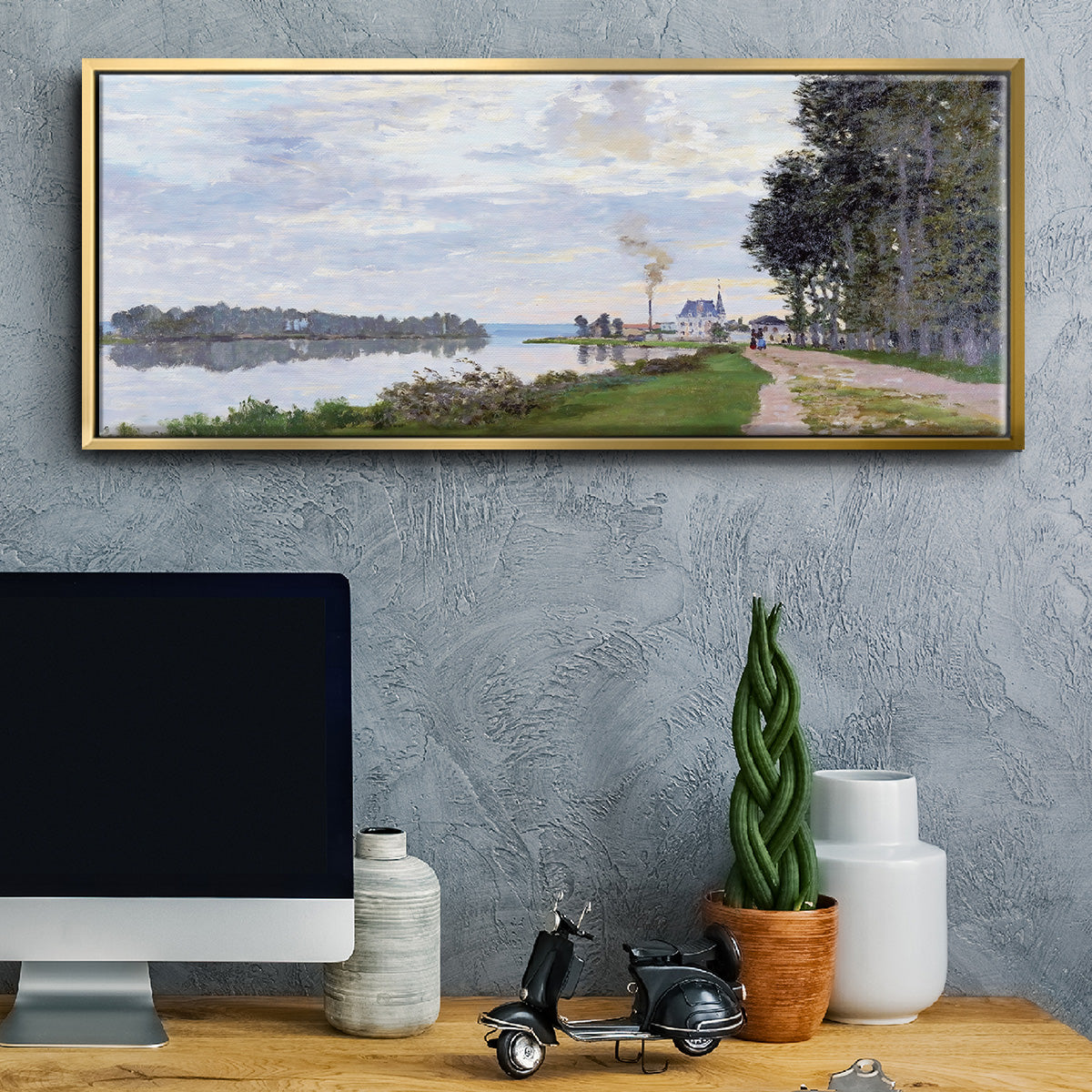 The Promenade at Argenteuil, 1872 - Floater Framed Canvas Print
