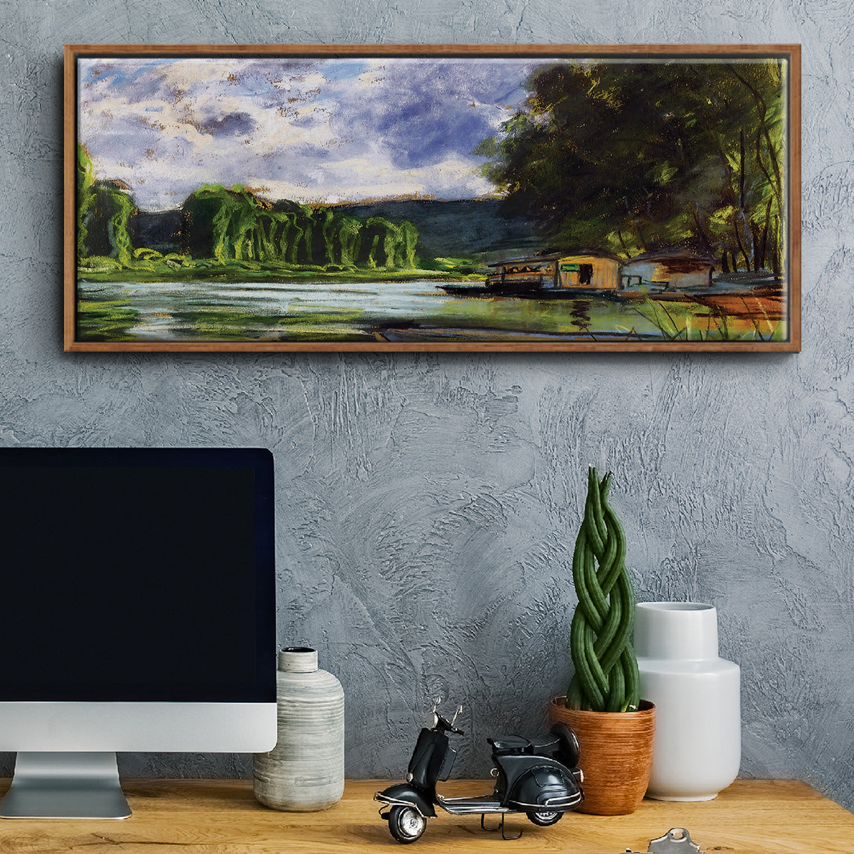 The Banks of the Seine near Jeufosse (Eure), 1880 - Floater Framed Canvas Print