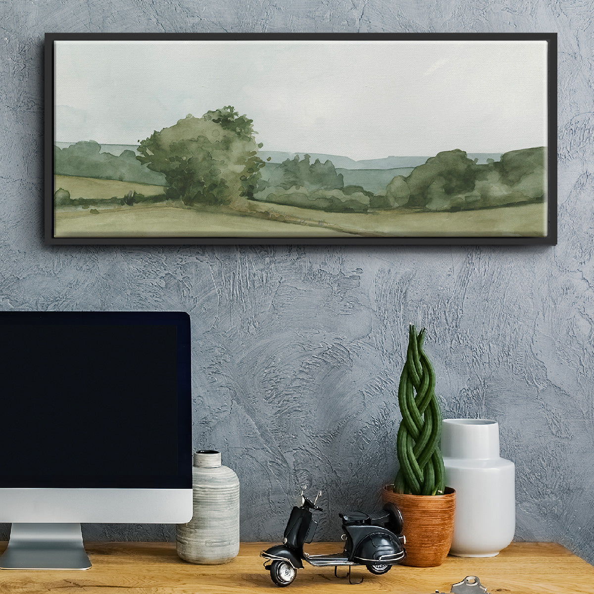 Vintage Landscape Sketch I - Floater Framed Canvas Print