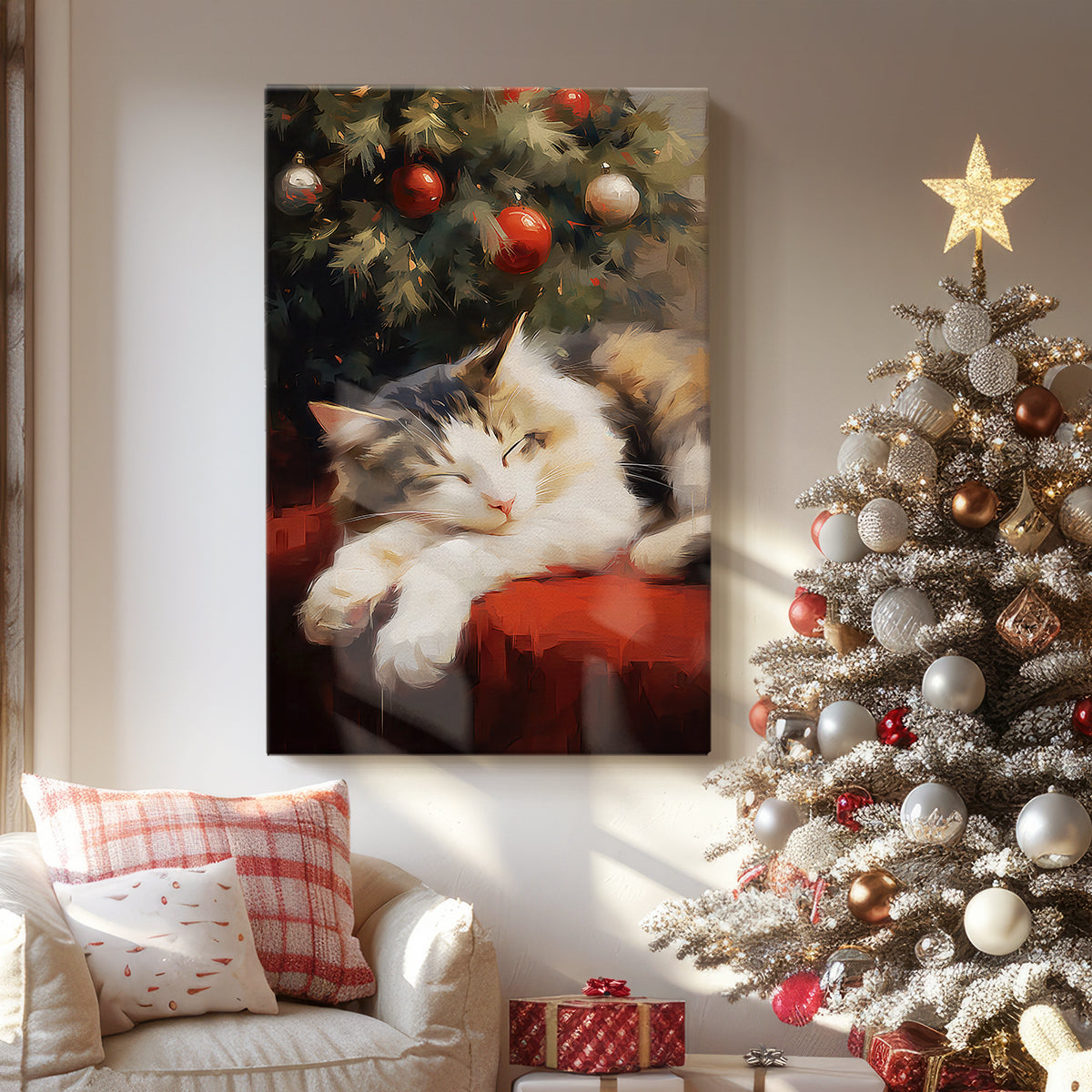 Candlelit Mistletoe Promise - Canvas Art Print